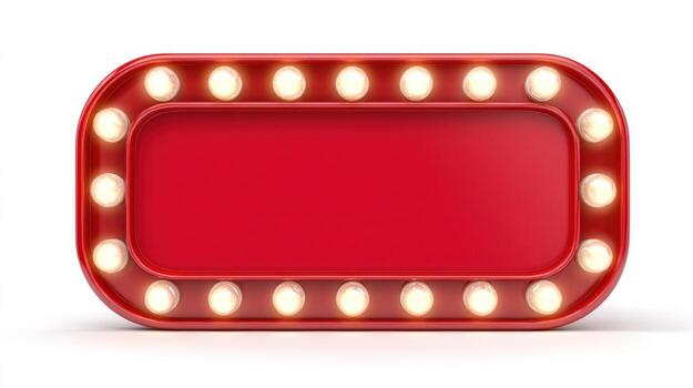 Retro Illuminated Sign with Red Background and Glowing Lights - Empty Template Space photo