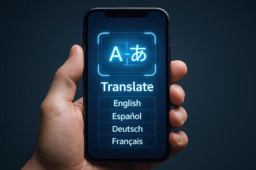 Translation App on Smartphone Display Multilingual Communication and Technology Concept for Global Understanding and Connection photo