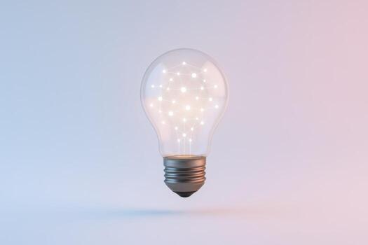 Conceptual Lightbulb with Glowing Connections Representing Innovation, Creativity, and Technological Advancement on a Gradient Background photo