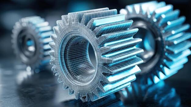 Precision Metal Gears with Interlocking Teeth - Industrial Technology and Engineering Conceptual Image photo