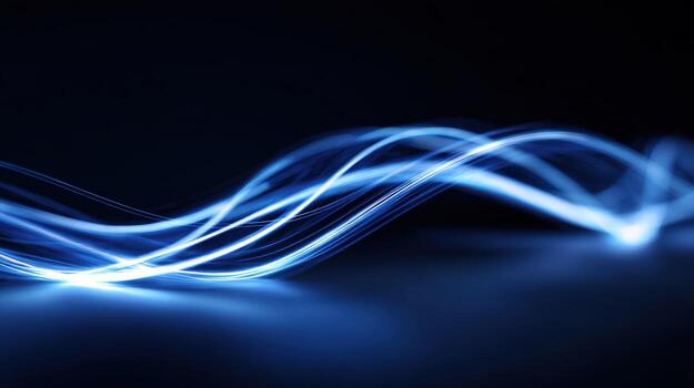 Dynamic Blue Light Streaks Abstract Energy Flow on Dark Background, High-Resolution Technology Concept photo