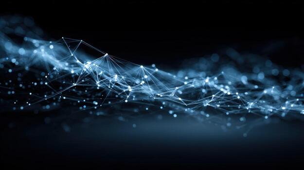 Abstract Network Connection Structure with Blue Light Modern Digital Background for Technology and Science photo