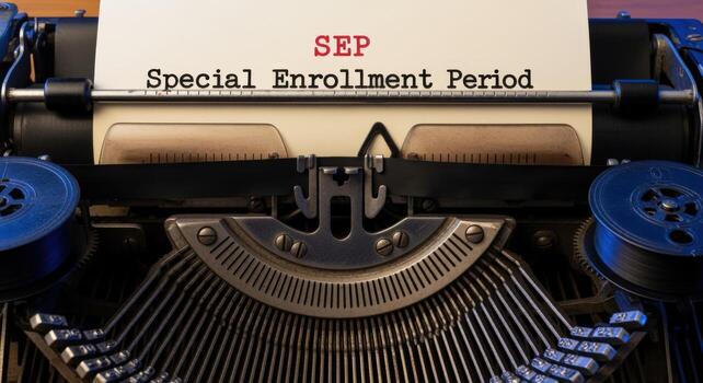 Typewriter Showing Special Enrollment Period Message Representing Health Insurance Choices and Deadlines photo