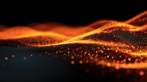 Abstract Glowing Particle Wave on Dark Background - Futuristic Technology and Visual Effects photo