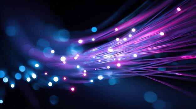 resumen fibra óptico cables fluido con luz, alta velocidad datos transmisión y futurista red tecnología foto