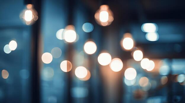 Atmospheric Lights Bokeh Effect in Blue and Orange, Abstract Night Scene photo