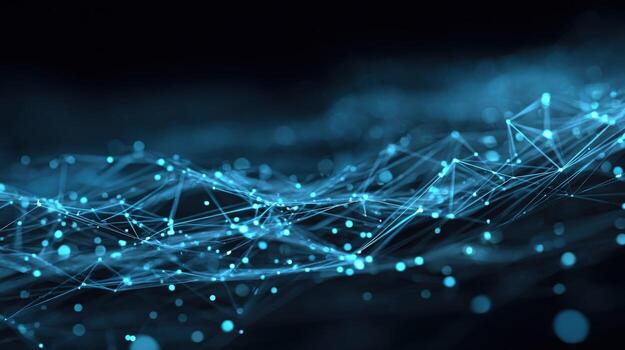 Abstract Network Connection Structure Interconnected Nodes, Lines, and Dots Forming a Complex Technological System photo