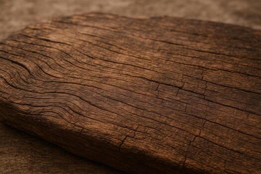 Rustic Wooden Slab Showing Texture and Grain Detail, Perfect for Food Photography and Product Mockups photo