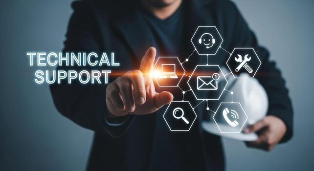 técnico apoyo ingeniero interfaz experto Proporcionar asistencia y soluciones con tecnología y moderno digital comunicación foto
