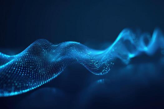 Abstract Blue Wavy Particle Background - Futuristic Technology, Data Visualization, and Modern Design photo