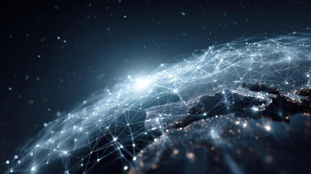 Global Network Connection Abstract Earth with Data Nodes and Digital Communication Overlay, Modern Technology photo