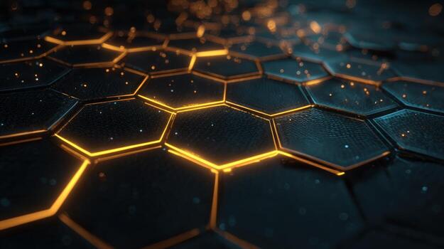 Abstract Hexagonal Background with Glowing Edges, Modern Technology Design for Presentations and Digital Innovation photo