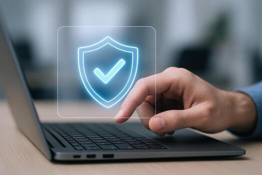 datos proteccion concepto persona activa seguridad en un computadora portátil, asegurando en línea la seguridad y intimidad foto