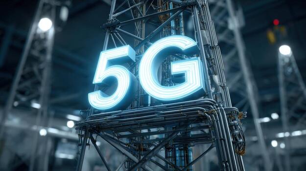 5G Network Technology on Telecommunication Tower Infrastructure for High-Speed Wireless Communication and Digital Connectivity photo