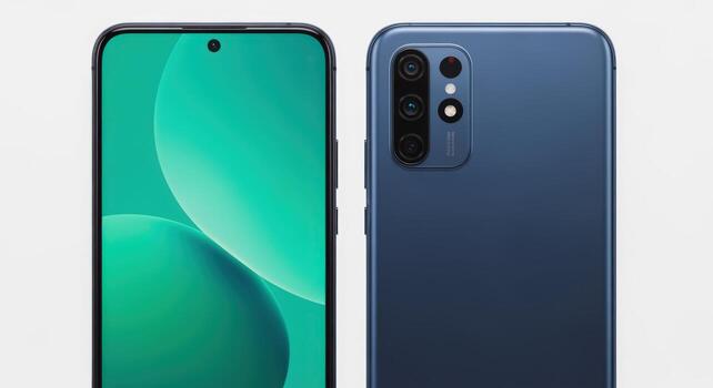 Smartphone Mockup Featuring Front Display and Camera Setup, Ideal for App and Tech Product Promotion photo