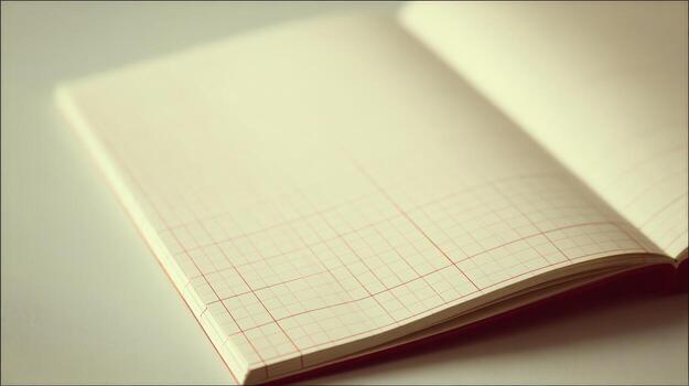 Open Notebook with Graph Paper Pages, Ready for Notes, Sketches, Designs, or Mathematical Calculations photo
