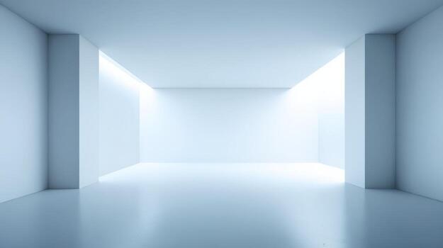 Abstract Minimalist Architecture Interior Clean, Modern, and Bright Empty Space with White Walls and Shiny Floor photo