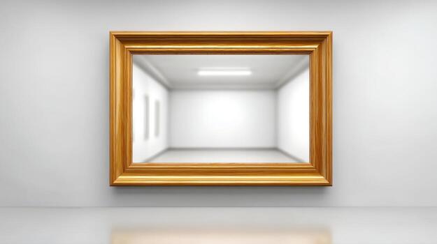 Empty Frame Reflecting Minimalist Room Interior Design Concept for Gallery, Exhibition, or Mockup Display photo