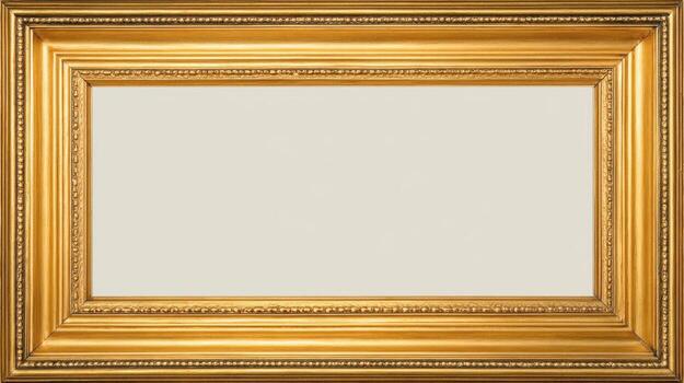 Ornate Gold Picture Frame with Empty Canvas, Horizontal Orientation, Perfect for Mockups and Display photo