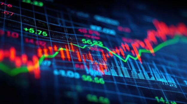 Stock Market Chart Displaying Financial Data Trends, Representing Investment Analysis and Economic Fluctuations photo