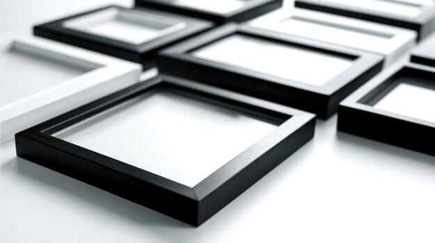 Modern Minimalist Frames in Black and White Versatile Display for Art, Photos, and Creative Mockups photo