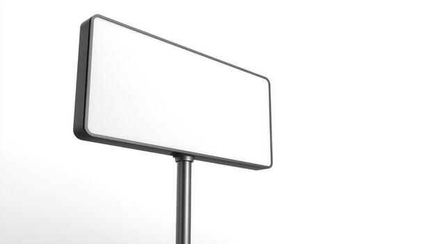 Blank Signboard Mockup on Pole Against White Background, Ideal for Advertising and Informational Displays photo