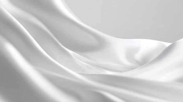 Elegant White Silk Fabric Flowing in Soft Waves - Luxury Textile Background photo