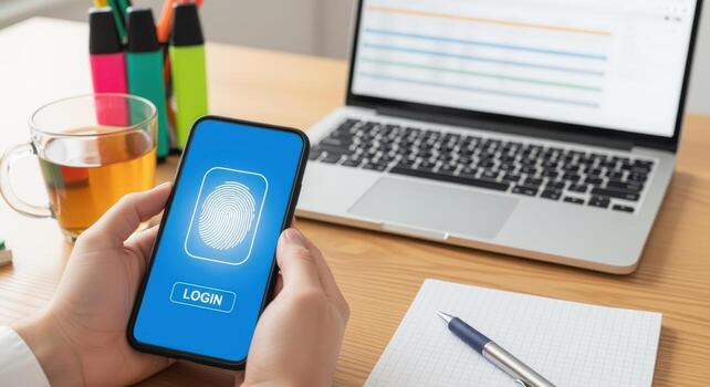 Fingerprint Scan Authentication on Smartphone for Secure Access and Modern Technology Integration in Business photo