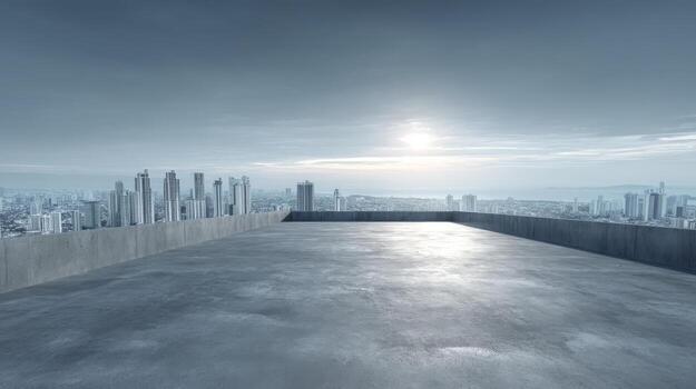 Rooftop View of Modern Cityscape at Sunset, Empty Space, Urban Scenery, Abstract Background photo