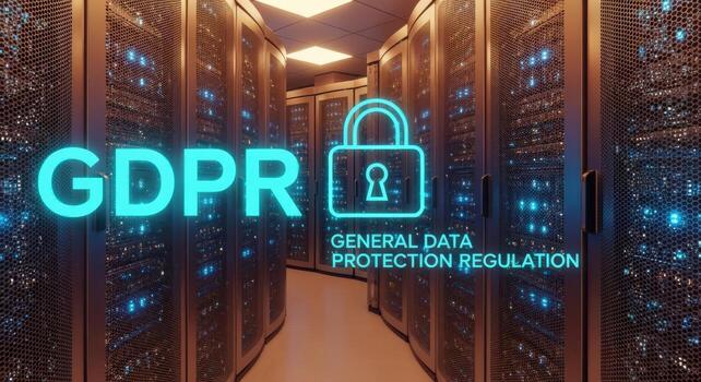 Data Protection Compliance in a Server Room Illustrating Cybersecurity and Data Governance Regulations Implementation photo