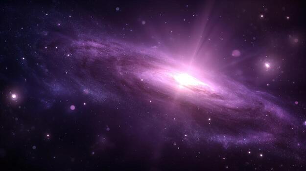 Vibrant Galaxy Illustration with Glowing Center, Swirling Nebula, and Starry Field for Science and Space photo