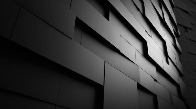 resumen negro geométrico pared moderno arquitectónico diseño con dinámica Encendiendo y pulcro textura foto