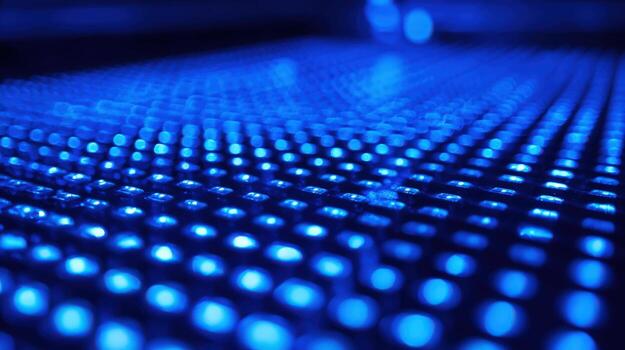 Abstract Blue LED Grid Pattern Modern Technology, Data Visualization and Futuristic Background photo