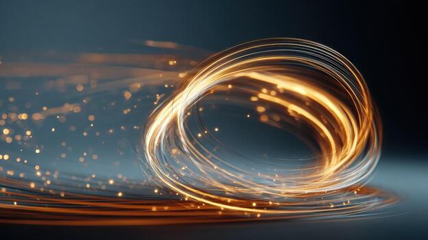 Abstract Glowing Light Trails Forming a Circular Shape, Represents Technology, Innovation and Future Concepts photo