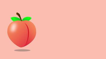 2d dibujos animados melocotón icono rebote. minimalista Fruta animación con un suave degradado estilo. sin costura lazo movimiento en un rosado antecedentes. video