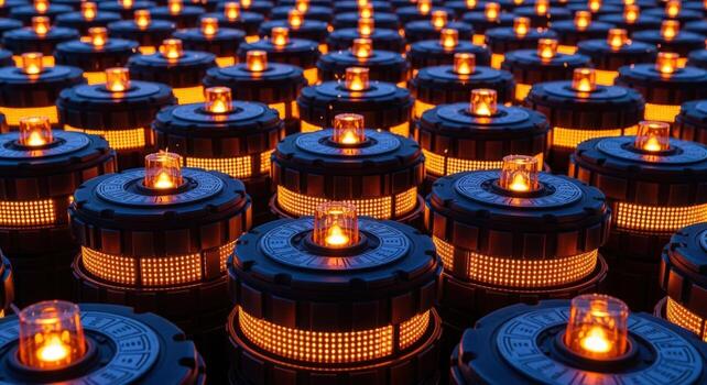 iluminado vela formación un modelo de calentar ligero en simétrico futurista estilo decoración foto