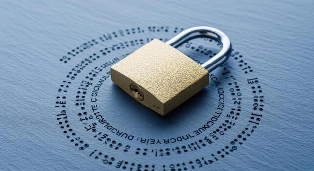 Padlock on Circular Pattern Background Representing Security, Data Protection and Cybersecurity for Business and Finance photo