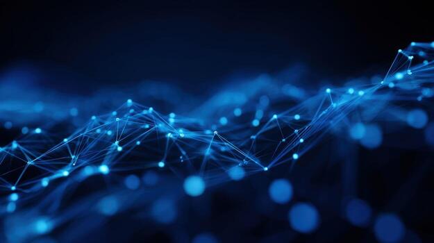 Abstract Network Connections in Blue Data Visualization and Futuristic Technology Background Concept photo