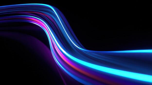 Abstract Light Painting with Swirling Neon Colors on Dark Background, Futuristic Design photo