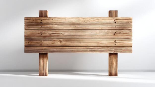 Wooden Signboard Display on White Background for Advertisement, Information, or Creative Design Presentation photo