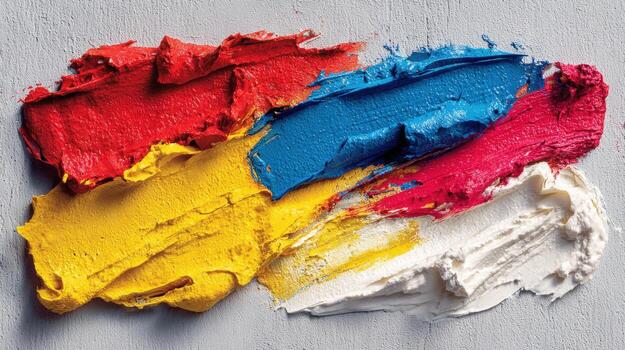 Colorful Paint Strokes on Canvas, Vibrant Textures and Creative Artistic Expression for Backgrounds and Design Elements photo