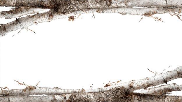Birch Branches Frame Rustic Wood Border for Natural Designs, Textures, and White Backgrounds photo