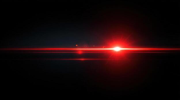 Red Lens Flare Effect Shining Brightly on Black Background, Creating a Striking Visual Display photo