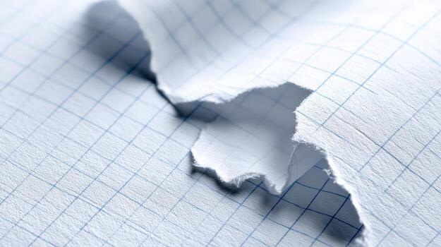 Torn Graph Paper Close-up Abstract Damaged Grid Background for Creative Projects and Design Mockups photo