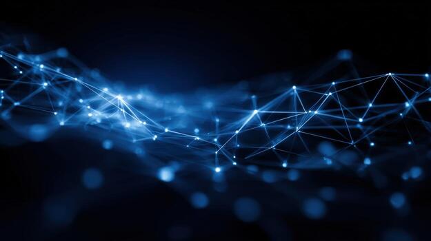 Abstract Network Connection Structure with Glowing Nodes and Lines for Digital Technology Background photo
