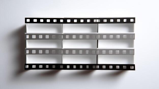 Film Strip Mockup with Empty Frames for Content Insertion, Representing Cinema and Storytelling photo