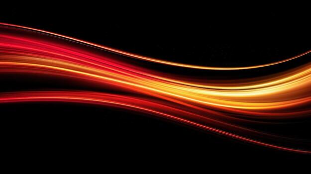 Dynamic Abstract Light Streaks in Red and Gold on Black Background - Energy and Movement photo