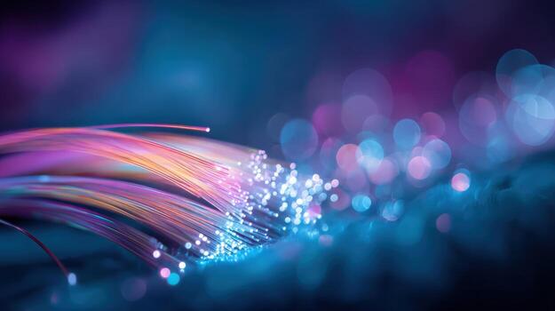 Fiber Optic Cables Glowing with Data Transfer, High Speed Internet, Future Technology Background photo