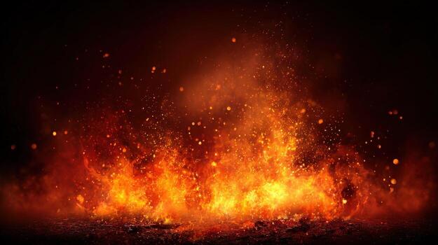 Fiery Inferno Intense Flames and Heat Displaying Power and Destruction in a Dramatic Composition photo
