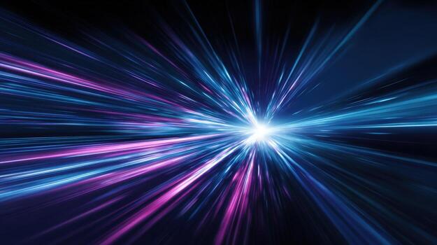 Abstract Light Trails with Blue and Pink Streaks, Representing Speed, Technology, and Data Transmission photo